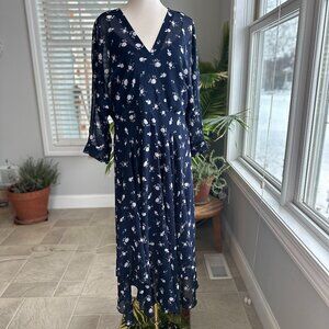 Cabi Navy & White Floral Dream Midi Dress Size 14